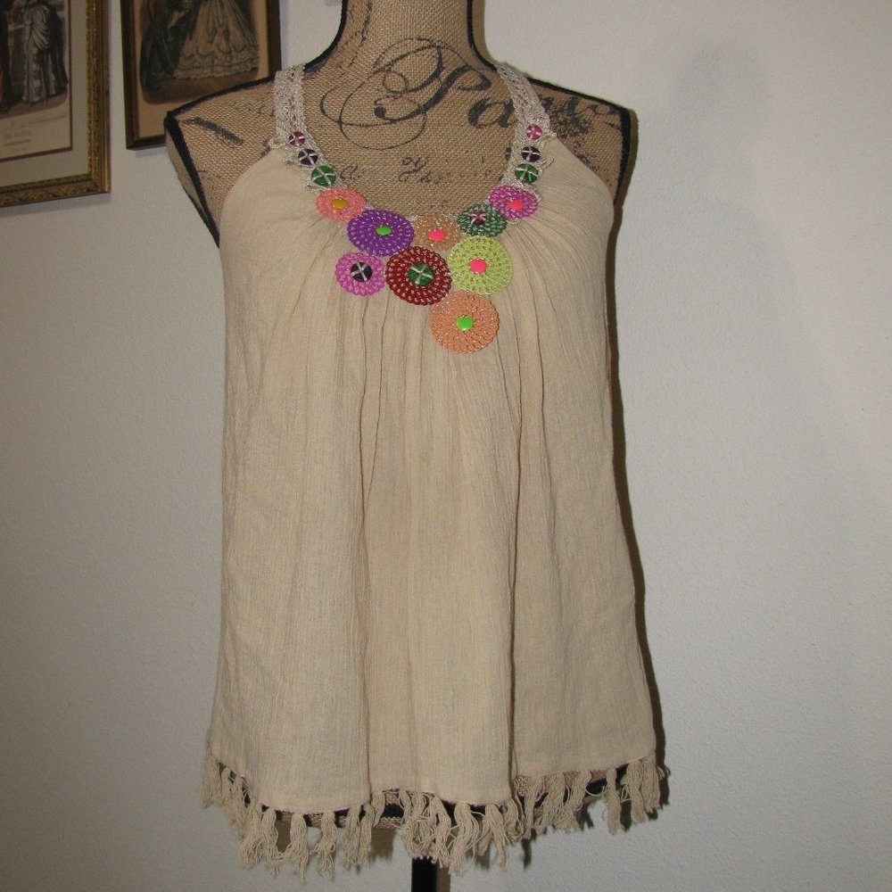 Boho Halter Embellished Festival Top